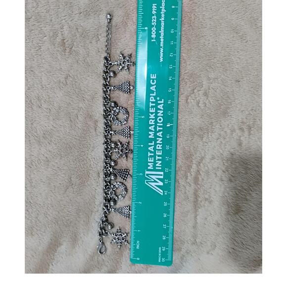 Vintage Silver Tone Christmas Tree Snowflake Charm Bracelet - Picture 5 of 5